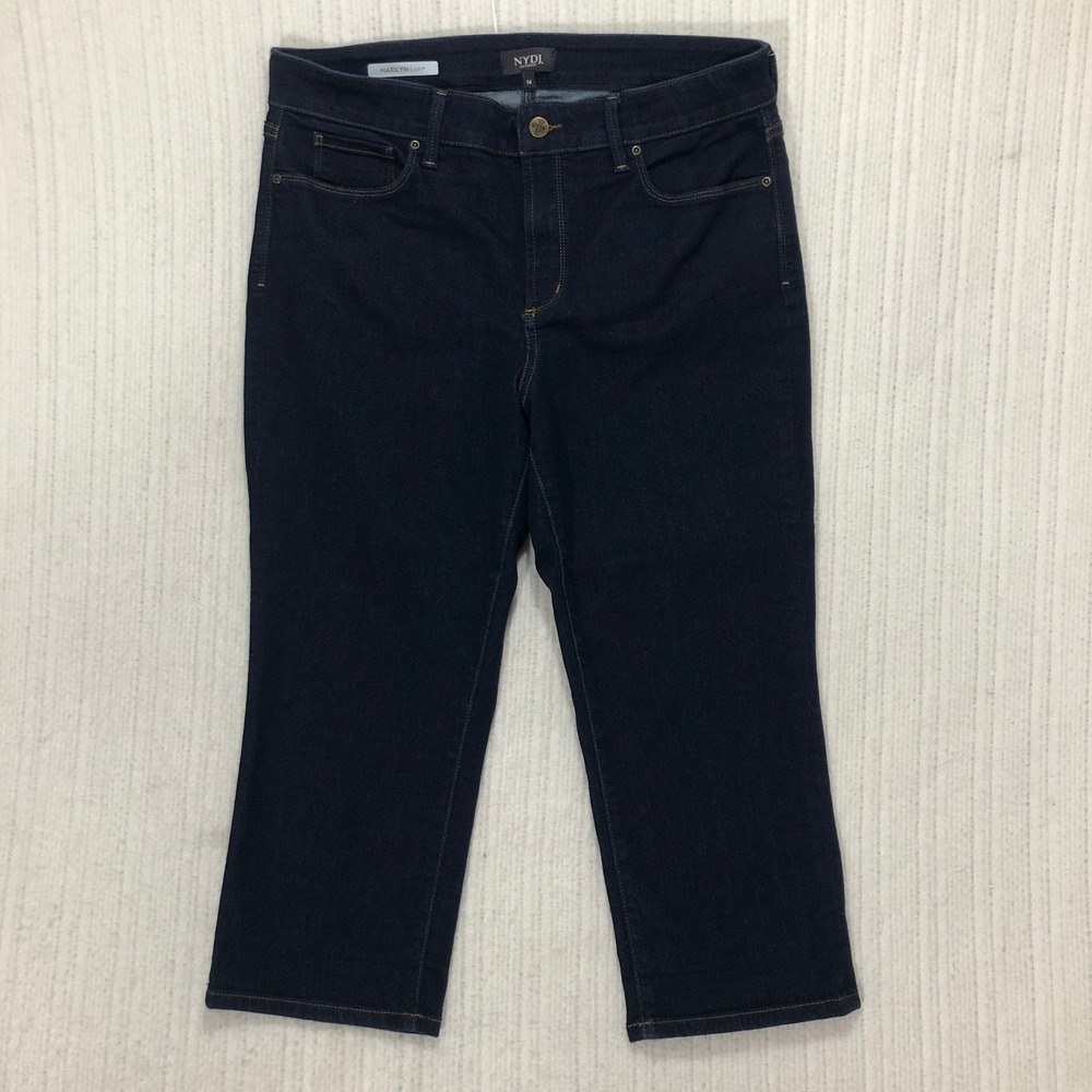 NYDJ Marilyn Straight Crop Jeans Dark Wash Women Size 14